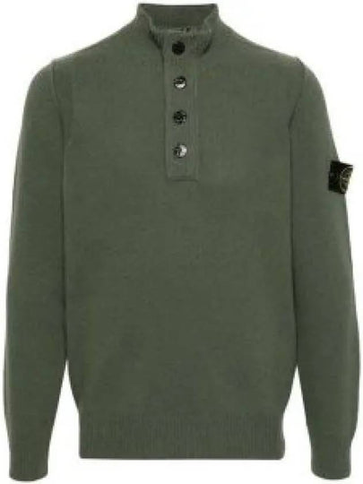 Wappen Patch Half Button Lambswool Knit Top Musk Green - STONE ISLAND - BALAAN 2