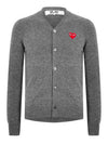 Cardigan Gray Red Heart Waffen V neck AZ N008 051 3 P1 - COMME DES GARCONS - BALAAN 1