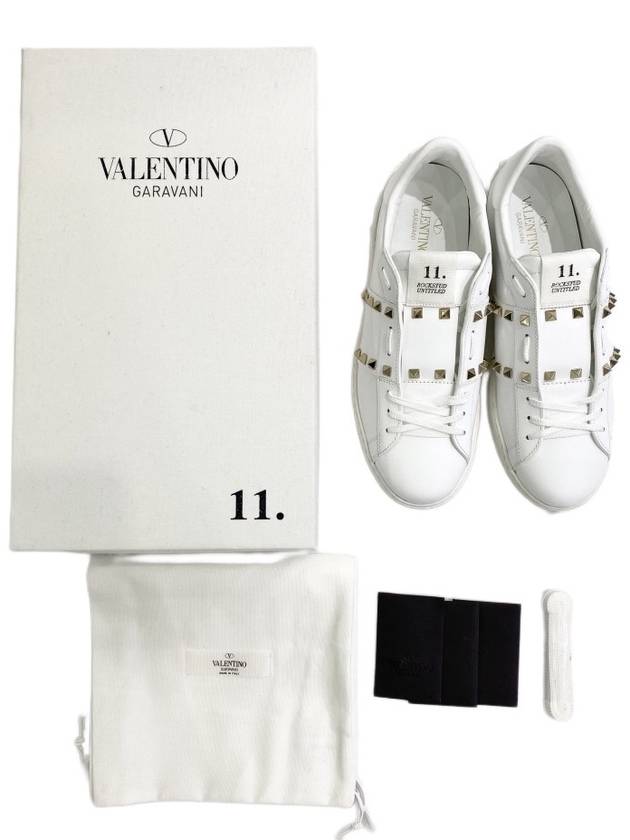 Rockstud Untitled Open Low Top Sneakers White - VALENTINO - BALAAN 8