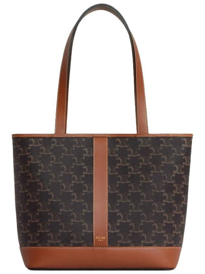 Triomphe Canvas Calfskin Tote Bag Brown Black - CELINE - BALAAN 2