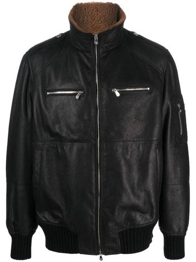 Zip-Up Shearling Leather Jacket Dark Grey - BRUNELLO CUCINELLI - BALAAN 2