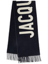 Lecharpe Fringe Logo Virgin Wool Muffler Navy - JACQUEMUS - BALAAN 3