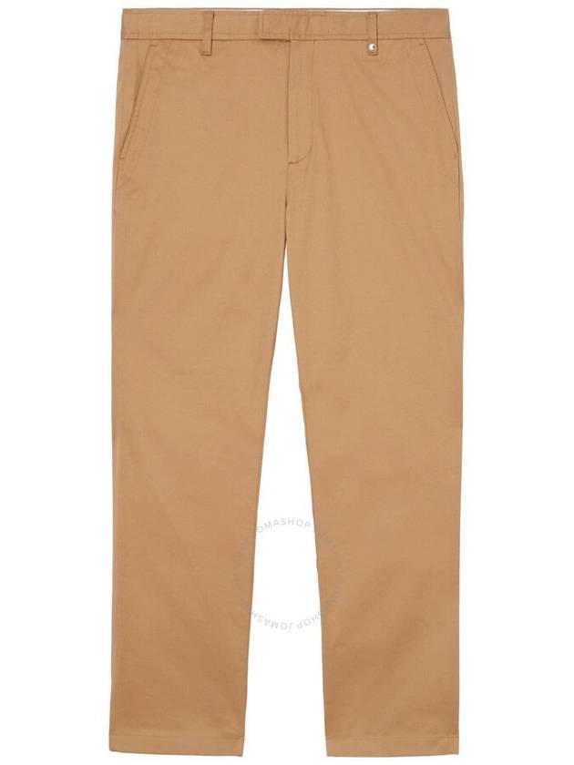 Slim Fit Monogram Motif Stretch Cotton Chino Straight Pants Camel - BURBERRY - BALAAN 2