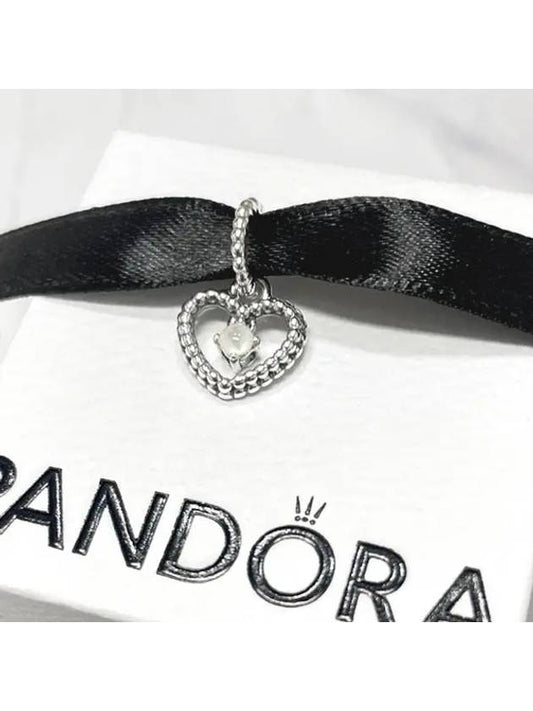 Milky White Beaded Heart Dangle Charm Silver - PANDORA - BALAAN 2