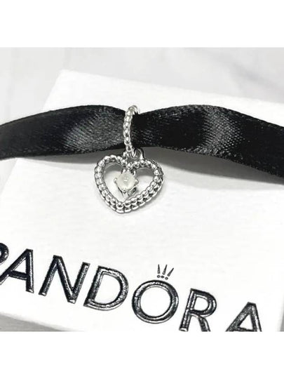 Milky Beaded Heart Dangle Bracelet Charm White Silver - PANDORA - BALAAN 2