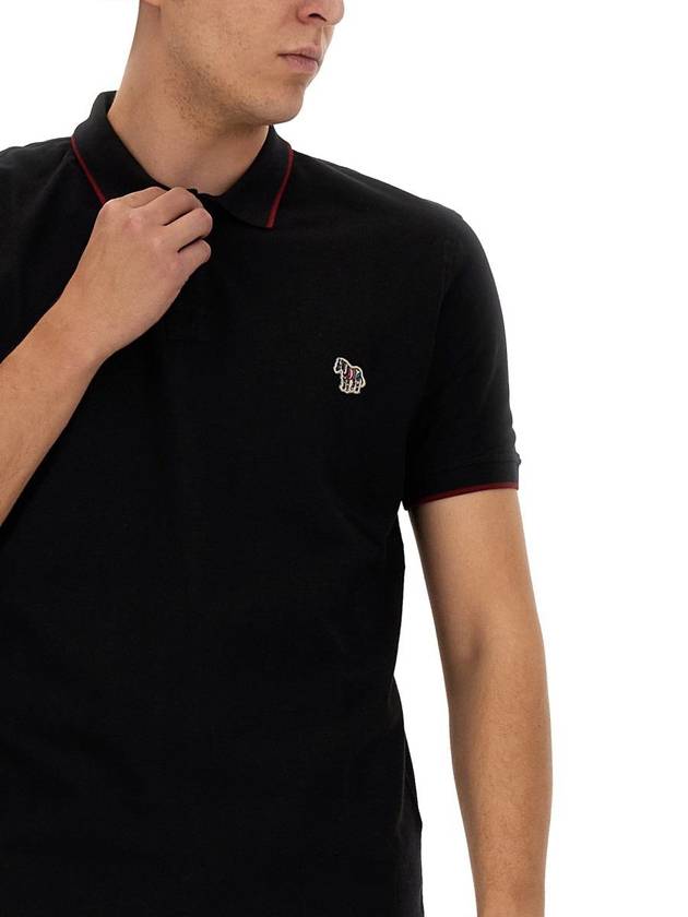 Zebra Patch Short Sleeve Polo Shirt Black - PAUL SMITH - BALAAN 5