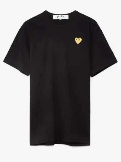 Small Gold Heart Wappen Short Sleeve T-Shirt Black P1 T216 1 - COMME DES GARCONS - BALAAN 2