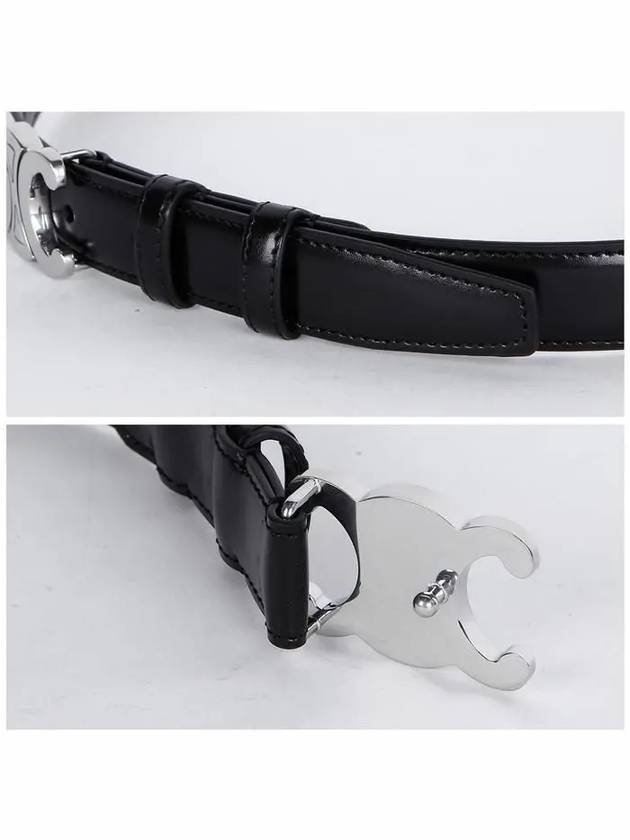 Silver Triomphe Calfskin Belt Black - CELINE - BALAAN 4