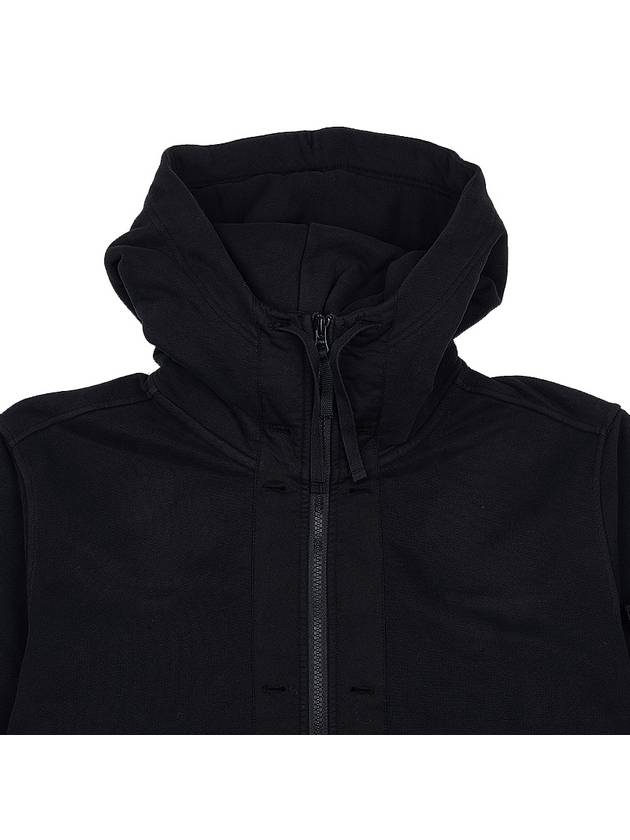 Brushed Cotton Fleece Garment Dyed Hooded Zip Up Black - STONE ISLAND - BALAAN 4