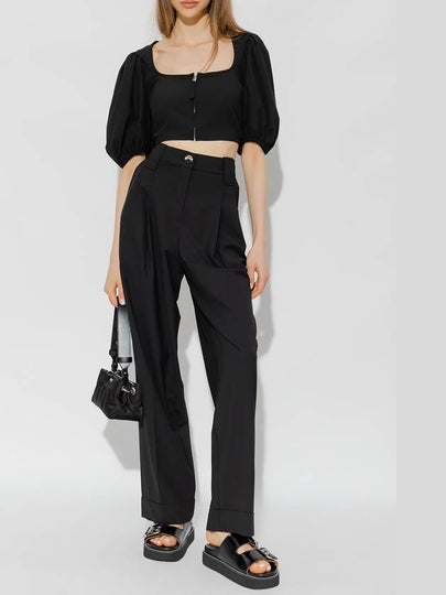 Ganni Pleat-front Trousers, Women's, Black - GANNI - BALAAN 2