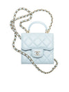 Gold CC Logo Top Handle Lambskin Chain Mini Bag Light Blue - CHANEL - BALAAN.