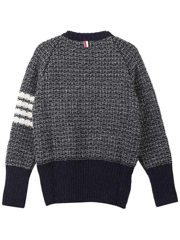 Tuck Stitch Raglan Sleeve Crew Neck Knit Top Navy - THOM BROWNE - BALAAN 3