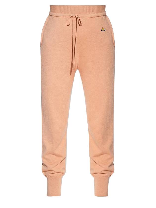 Women's Logo Cashmere Blend Track Pants Dark Beige - VIVIENNE WESTWOOD - BALAAN.