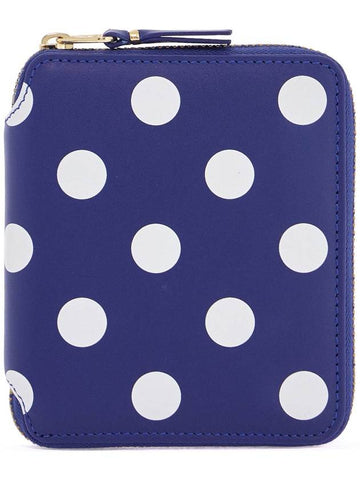 blue leather wallet with polka dots and zip - COMME DES GARCONS WALLET - BALAAN 1