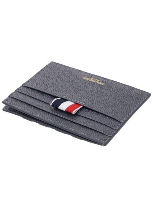 Pebble Calfskin 4-Bar Applique Note Card Wallet Dark Grey - THOM BROWNE - BALAAN 5