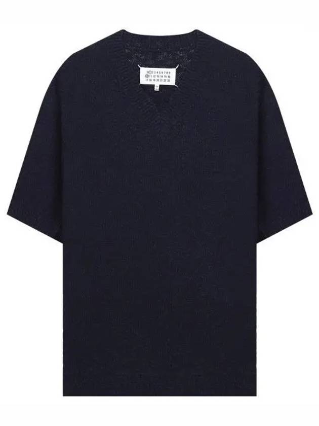 V-Neck Knit Top Navy - MAISON MARGIELA - BALAAN 2