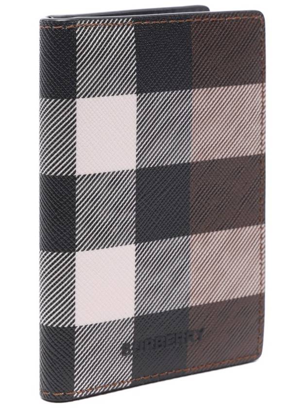 Checked Leather Card Wallet Dark Birch Brown - BURBERRY - BALAAN 4