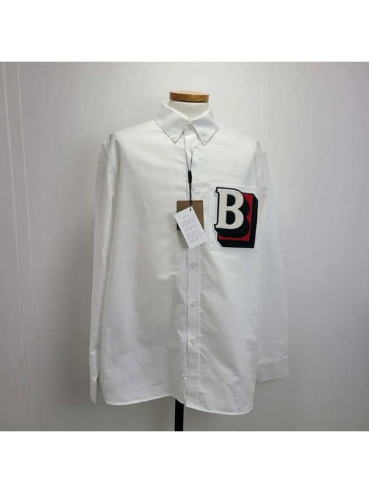 Logo Graphic Oxford Cotton Long Sleeve Shirt White - BURBERRY - BALAAN.