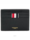 Pebble Grain Leather Stripe Note Compartment Card Wallet Black - THOM BROWNE - BALAAN 2