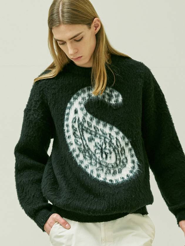 Bulky Brush Paisley Sweater Black - KND - BALAAN 10