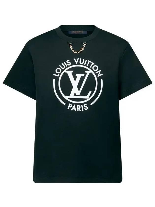 Women's Flocked LV Short Sleeve T-Shirt Black - LOUIS VUITTON - BALAAN 2