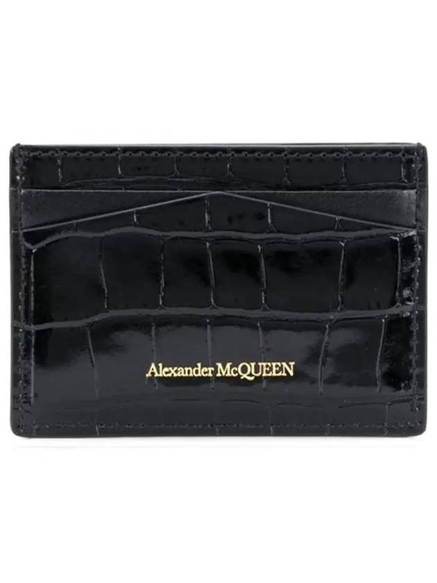 Skull Crocodile Leather Card Wallet Black - ALEXANDER MCQUEEN - BALAAN 3