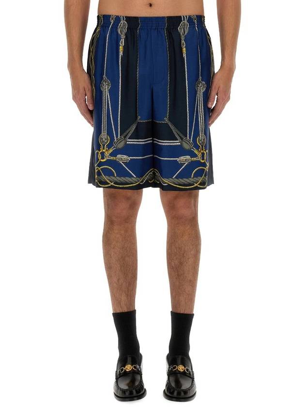 Nautical Print Silk Shorts 10024761A09762 - VERSACE - BALAAN 2