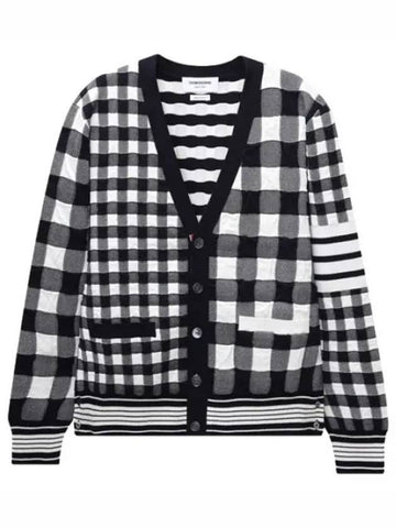 Diagonal Stripe Funmix Gingham Jacquard Cardigan Men - THOM BROWNE - BALAAN 1