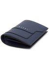 Men's Logo Print Leather Card Wallet Navy - MARNI - BALAAN 3