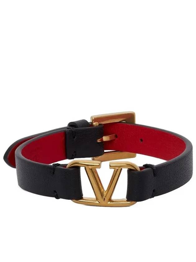 V Logo Signature Bracelet Black - VALENTINO - BALAAN 3