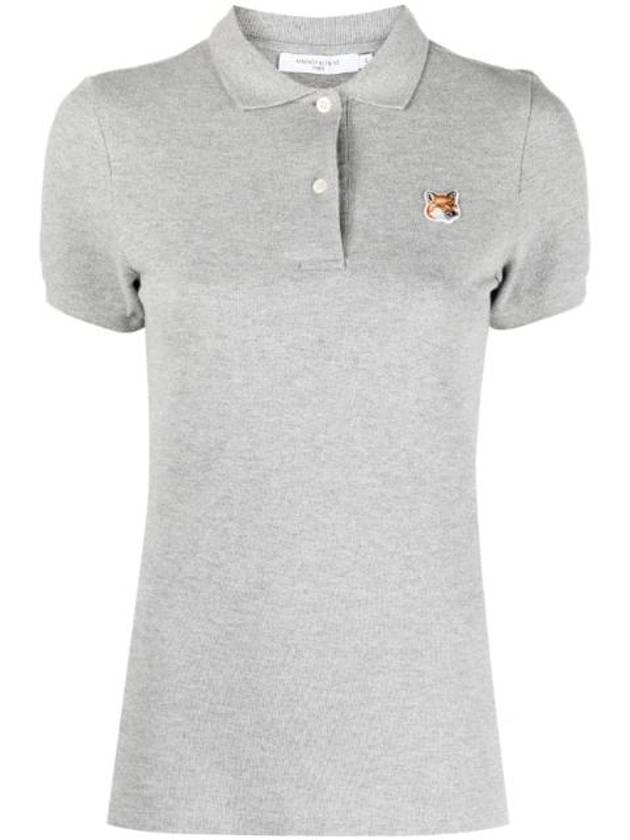 Fox Head Patch Classic Short Sleeve Polo Shirt Grey - MAISON KITSUNE - BALAAN 1