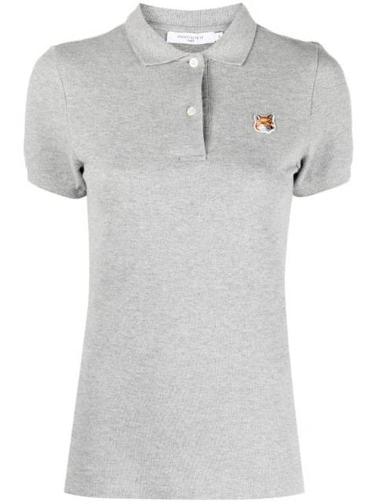 Fox Head Patch Classic Short Sleeve Polo Shirt Gray - MAISON KITSUNE - BALAAN 1