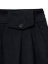 Suede Wide Bermuda Pants Navy - NOIRER FOR WOMEN - BALAAN 6
