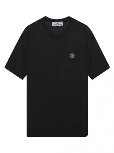 Garment dyeing embroidered logo patch short sleeve - STONE ISLAND - BALAAN 1