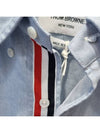 Men's Logo Patch Classic Cotton Long-Sleeved Shirt White Light Blue - THOM BROWNE - BALAAN 4