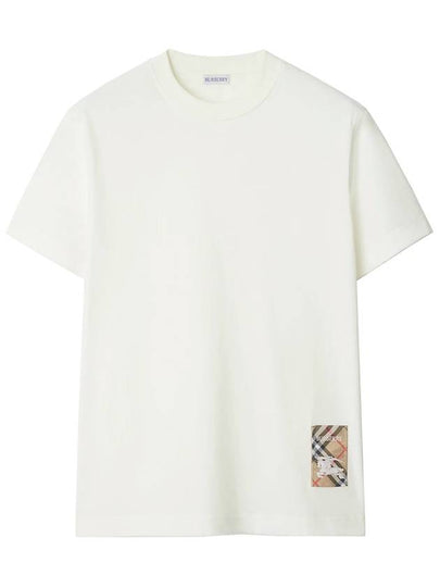 Check Label Cotton Short Sleeve T-Shirt Chalk - BURBERRY - BALAAN 2