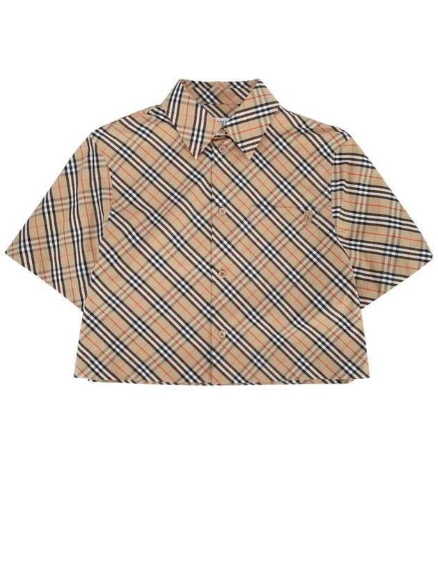 Cropped Check Cotton Shirt Sand - BURBERRY - BALAAN 1