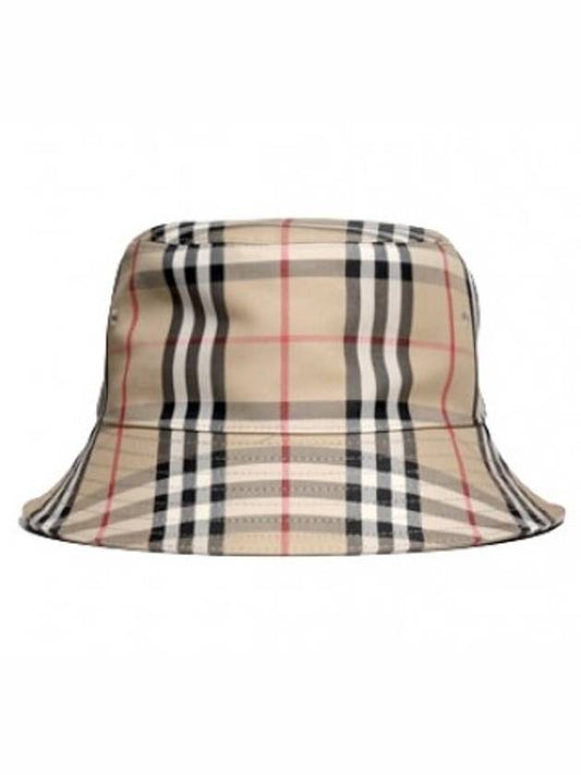 Vintage Check Cotton Blend Bucket Hat Beige - BURBERRY - BALAAN.