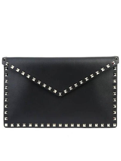 Envelope Rockstud Clutch Bag Black - VALENTINO - BALAAN 2