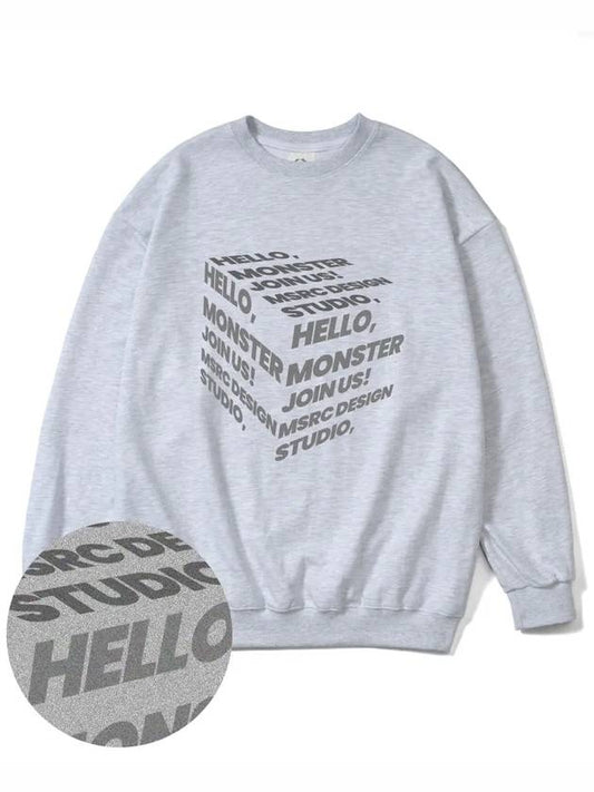 Cube Gray Overfit Sweatshirt Melange Gray - MONSTER REPUBLIC - BALAAN 2