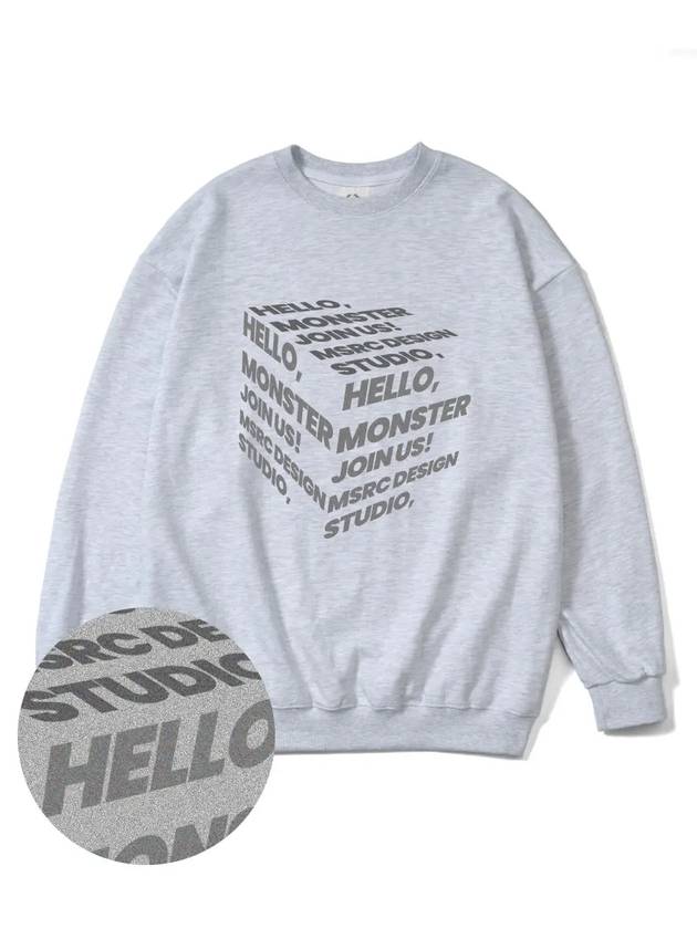 Cube Gray Overfit Sweatshirt Melange Gray - MONSTER REPUBLIC - BALAAN 3