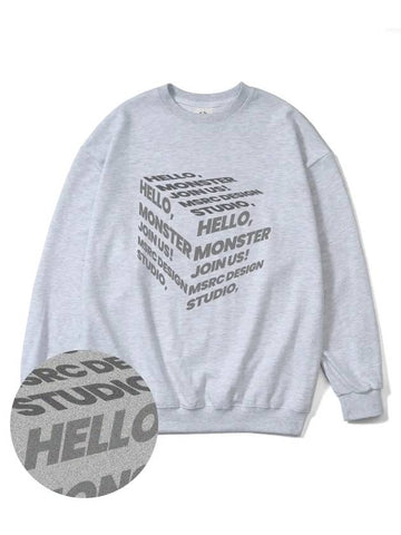 Cube Grey Overfit Sweatshirt Melange Grey - MONSTER REPUBLIC - BALAAN 1