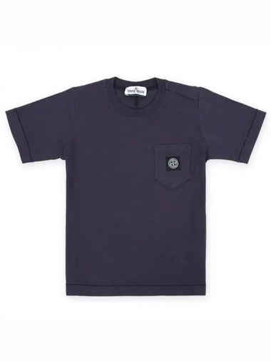 Stone Kids Logo Patch Pocket Short Sleeve Blue Navy 781620347 V0026 270591 1053661 - STONE ISLAND - BALAAN 1