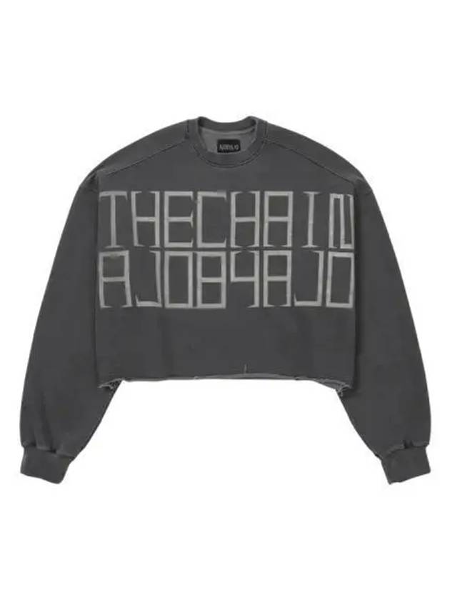 The Chain Washed Crop Crew Neck Charcoal - AJOBYAJO - BALAAN 1