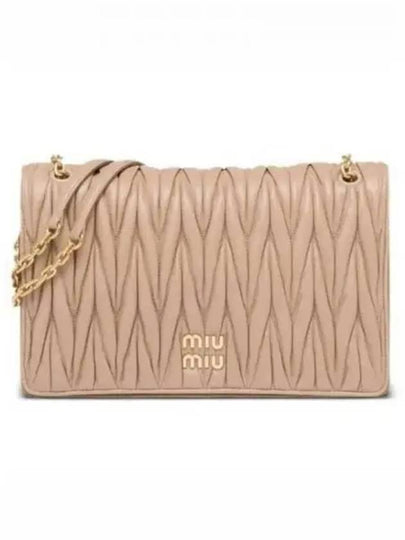 Matelasse Plaque Logo Nappa Leather Cross Bag Beige - MIU MIU - BALAAN 2