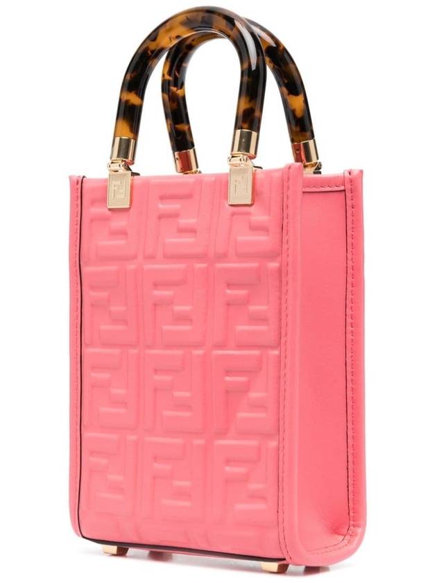 Sunshine FF Motif Small Leather Tote Bag Pink - FENDI - BALAAN 5