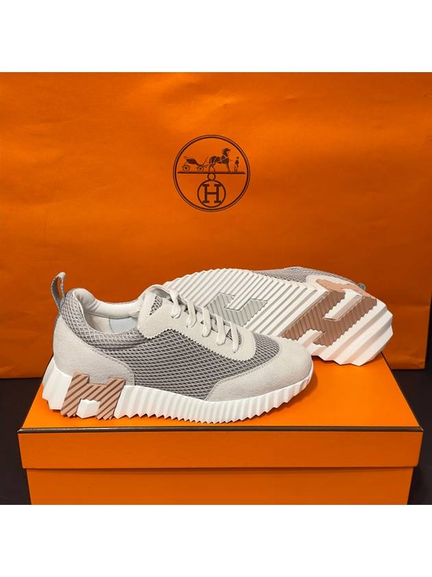 Women's Bouncing Sneakers Gray Mesh H Beige Twotone - HERMES - BALAAN 8