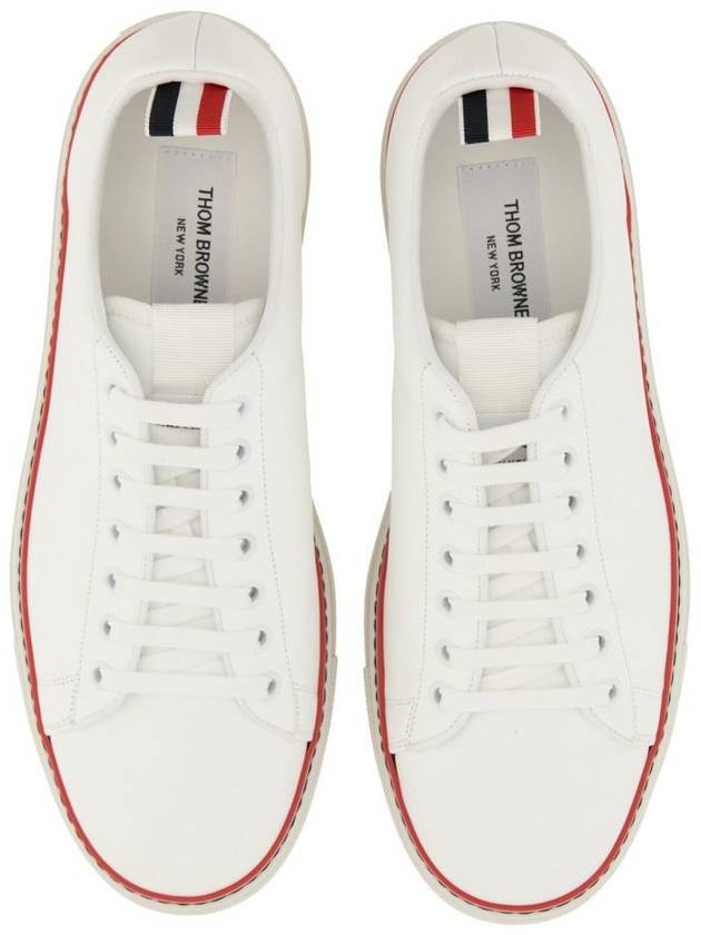 Tennis Vitello Calf Leather Low Top Sneakers White - THOM BROWNE - BALAAN 9