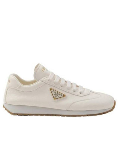 Leather Low Top Sneakers Ivory - PRADA - BALAAN 1