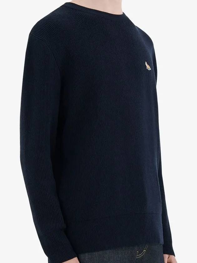 Men's Baby Fox Pullover Cotton Knit Top Navy - MAISON KITSUNE - BALAAN 4